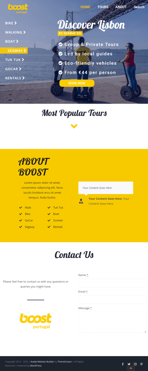 Screenshot of full Boost Portugal website homepage